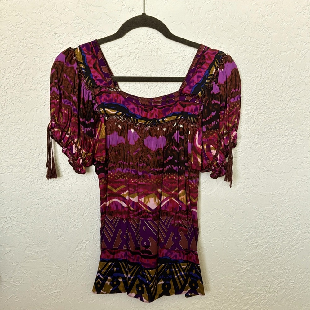 Silk multi-color top